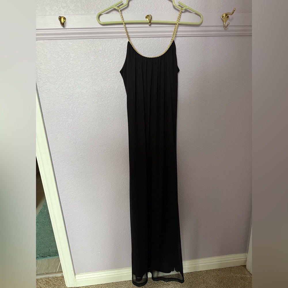 Black Maxi Dress with Gold Accents